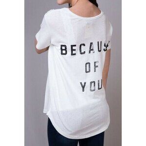 Knot Sisters Women's White Pocket Because of You Tee T-shirt Size S
